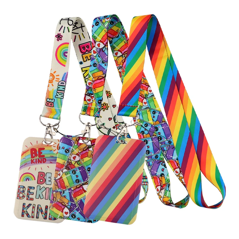 

Rainbow Lanyard for Key Neck Strap Cute Card ID Badge Holder Key Chain Mobile Phone Charm Key Holder Key Rings Accessories Gifts