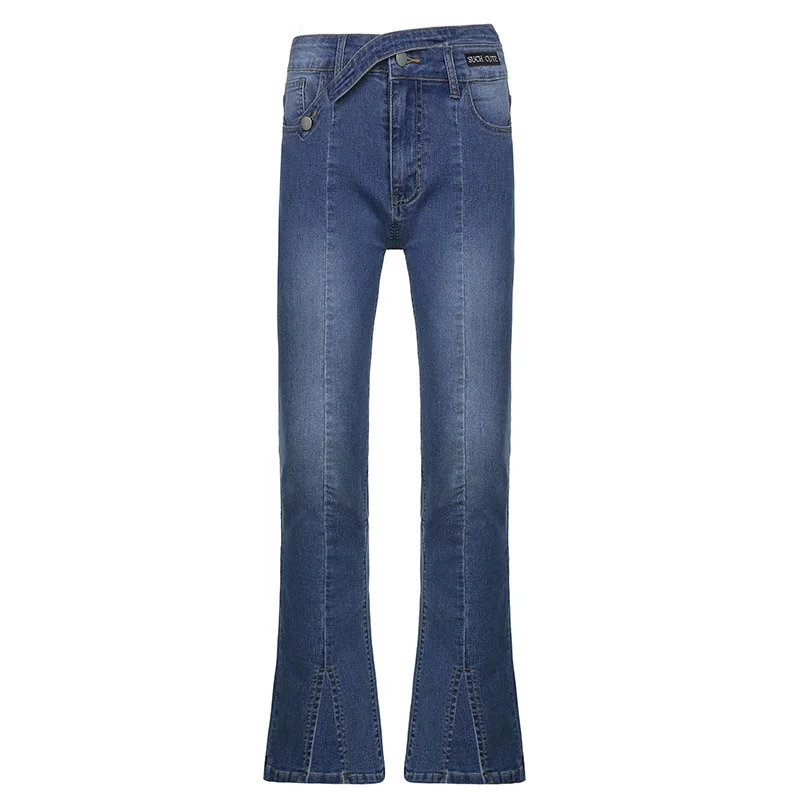 Low Rise Split Skinny Jeans Women Bootcut Flare Pants Bell Bottom Jeans Vintage Clothing Korean Fashion Cargo Pants Y2k Jean