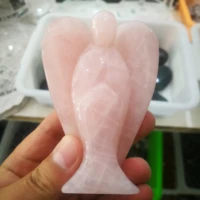 10cm customize natural rose quartz crystal carved angel home decoration