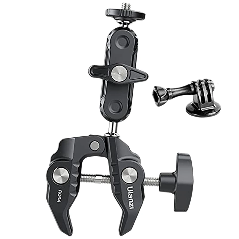 

HOT SALE ULANZI 180Degree Adjustment 360Degree Swivel Motorcycle Bicycle Handlebar Mount Clamp With 1/4 And 3/8 Thread For Actio