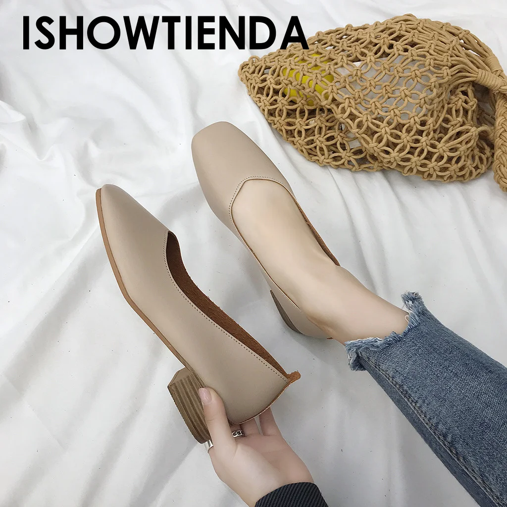 

2023 Spring New Flat Women Shoes Loafers Simple Low Heels Office Work Casual Shoes Slip on Flat Footwear Ladies Square Toe Shoes