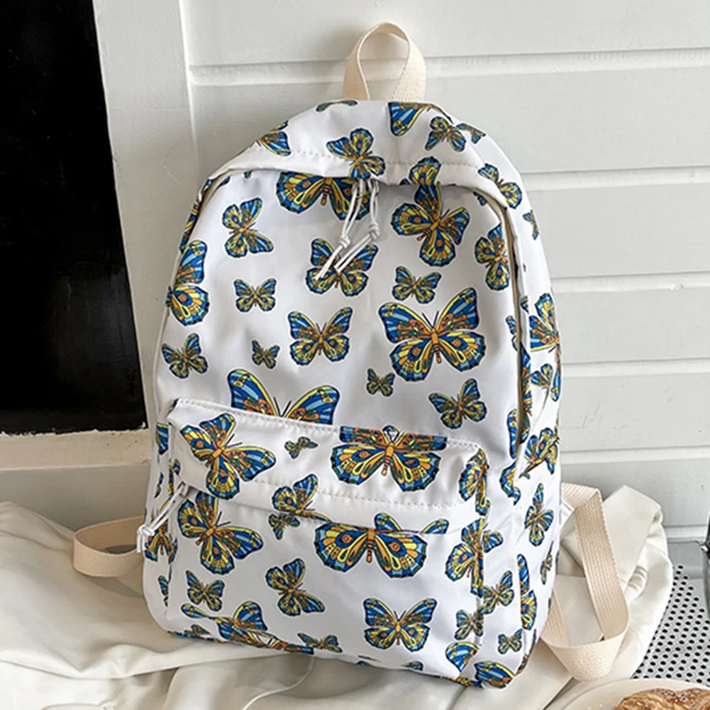 

Нейлоновый школьный ранец для студентов с принтом бабочек, женский рюкзак для ноутбука, модный простой Большой Вместительный легкий для спорта на открытом воздухе