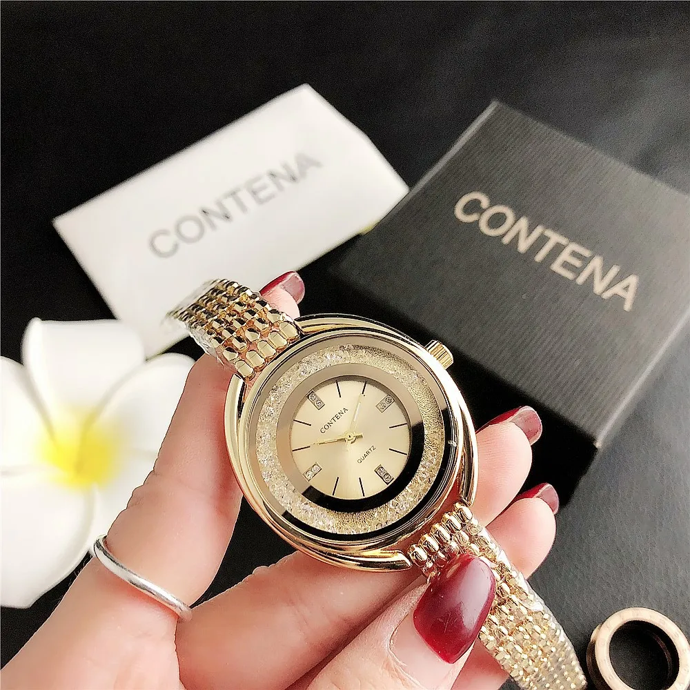 

Contena Women Watch Luxury Fashion Rhinestone Bracelet Watch Diamond Quartz Watches Rose Golden Watch Women Montre Femme Relogio