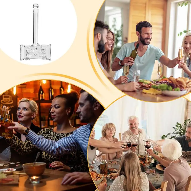 Стеклянный графин для виски 400 мл в форме молотка с герметичной пробкой 3D кувшин