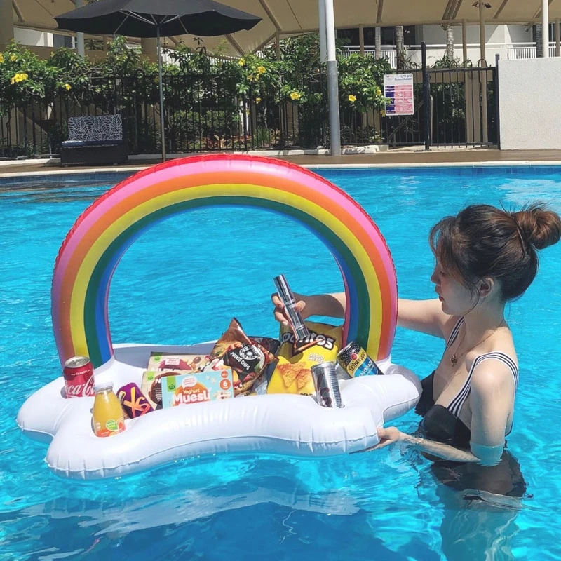 

Inflatable Water Ice Bar Self-service Ice Tray Party Floating Portable Beverage Rack Perforated Tray Swimming Pool Portable Pool