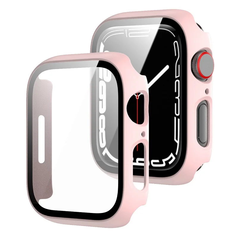 

For Apple watch 45mm 41mm 44mm 40mm PC Case Accessories iWatch 8 Series Tempered Film All in One Full Coverage 3 4 5 6 SE 7