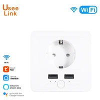 wifi eu power socket socket with usb for homedual usb plug 5v 2a pc panel 8686mm usb wall socket smart led onoff 16a outlets