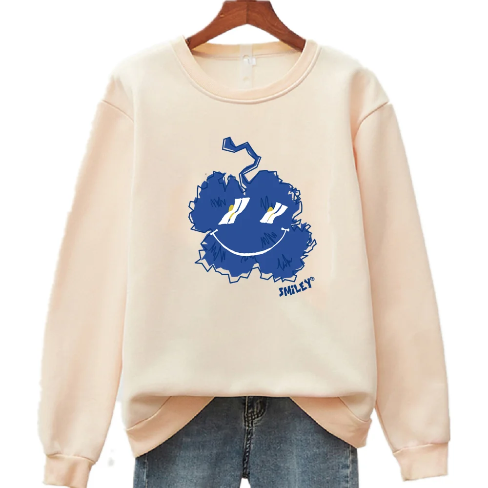 ADER   Casual Simple Ladies Round Neck Printed Sportswear Cotton Long Sleeve Loose Sweater