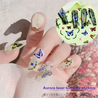 3d butterfly stickers press on nails polish pegatinas summer nail decals holographic sliders foil fashion design manicura deco