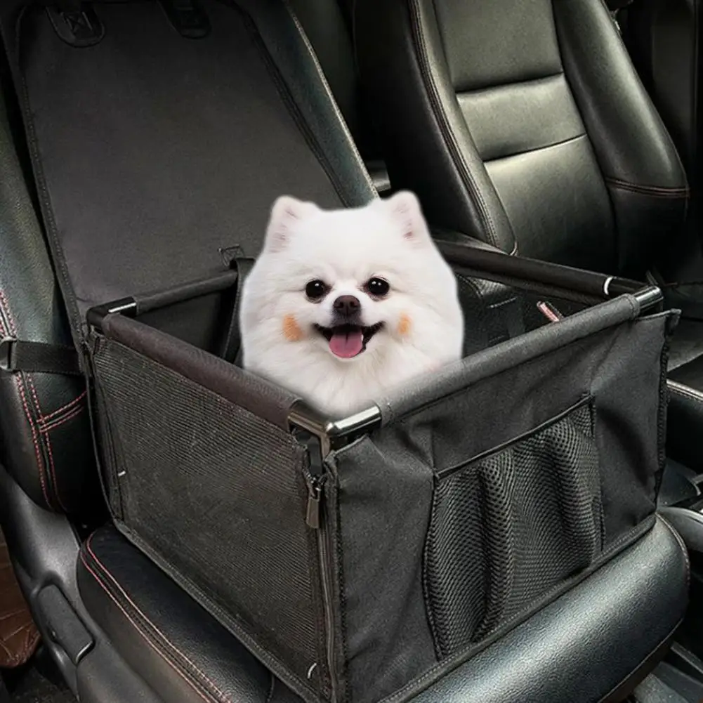 

Dog Car Seat Portable Travel Pet Basket with Zipper Design Storage Pocket Secure Protects Car Seats Pet Supply
