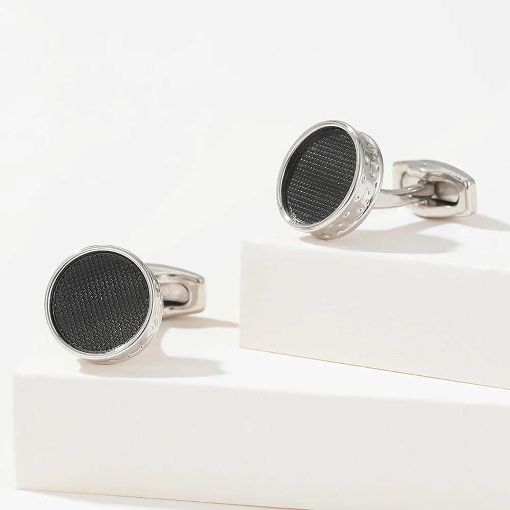 

Cufflinks Black and Silver Color TOMYE XK22S012 Personalized Round Formal Shirt Cuff Links for Men Wedding Gifts Buttons Jewelry