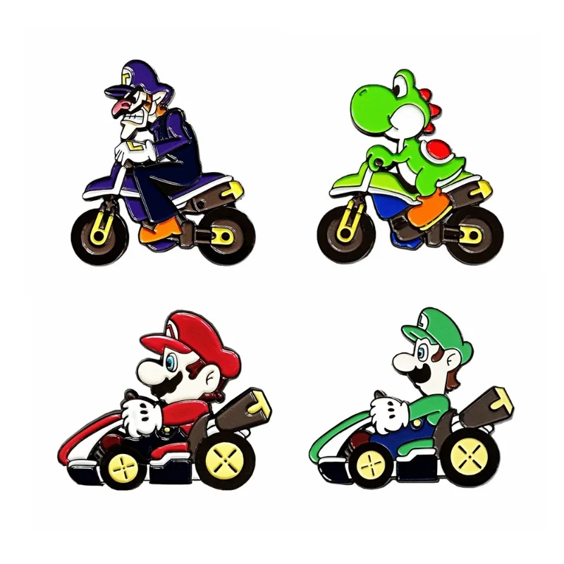 

Super Mario Kart Yoshi Luigi Waluigi Cosplay Action Figures Toys Anime Game Props Metal Badge Pin Alloy Brooch Accessories