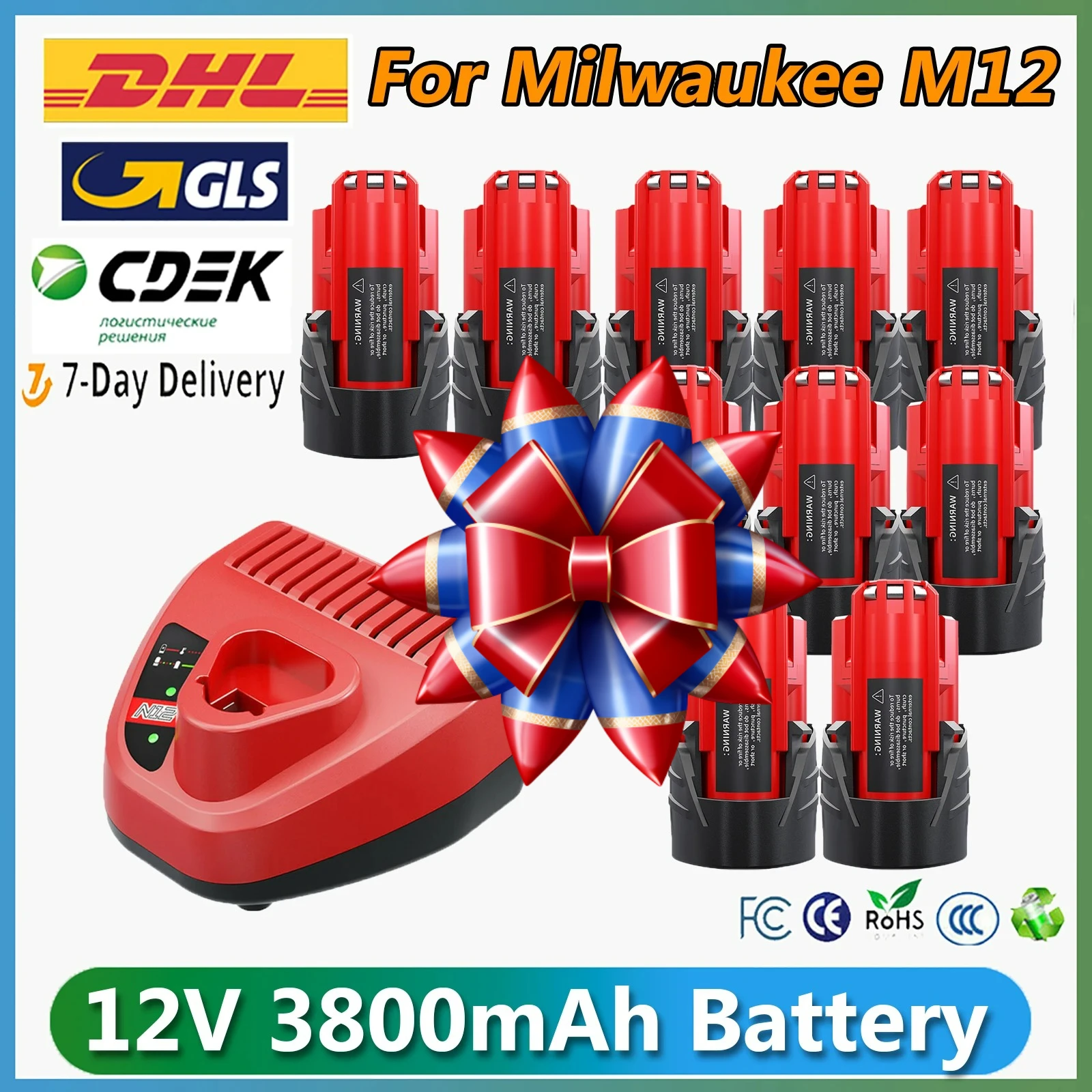 Фото Аккумулятор 3800 мАч для Milwaukee M12, аккумуляторная батарея 3,8 Ач для аккумуляторных инструментов 12 В 48-11-2402 48-11-2411 48-11-2401 MIL-12A-LI №1