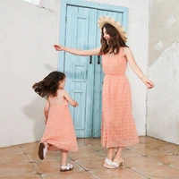 mesh mommy and me tulle clothes family look tank mother daughter matching dresses fashion woman girls long dress outfits 2022