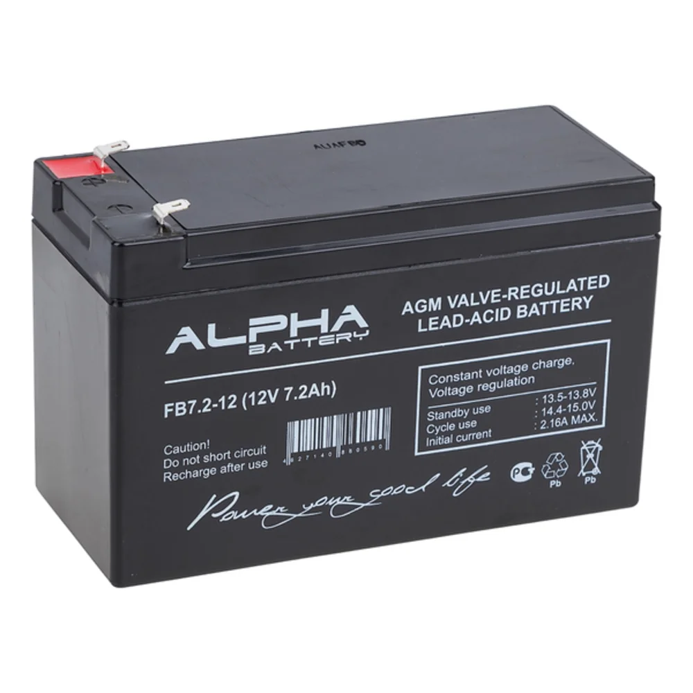 Свинцово-кислотный аккумулятор ALPHA BATTERY FB 7.2-12 (12 В 7.2 Ач) по AGM–технологии для