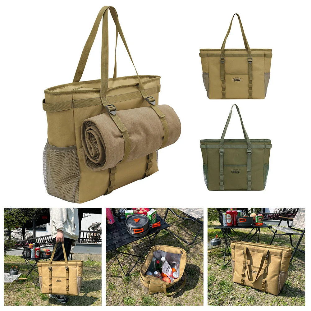 

Oxford Cool Storage Backpack Thermal Cooler Bag Durable Thermal Cooler Bag Insulated Lunch Handbag Hanging Outdoor Accessories