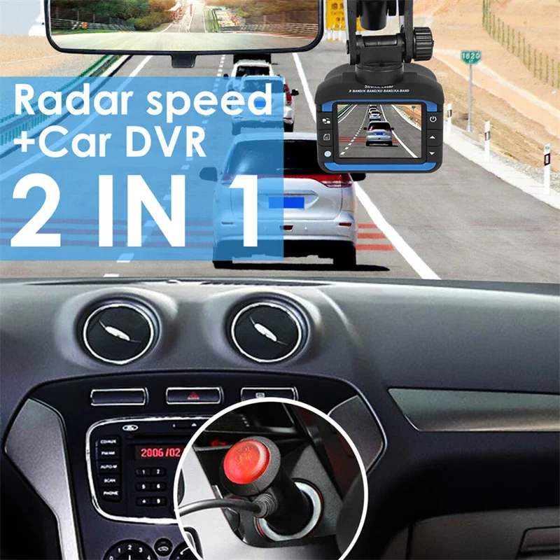 

2in1 Car Dash Camera Full HD 2" Driving Recorder 1280*720P Radar Detector Russian Car Digital Video Recorder Dash Cam G-sensor