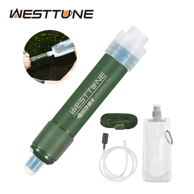 Mini Camping Purification Water Filter Straw TUP Carbon Fiber Water Bag for Survival or Emergency Supplies 1
