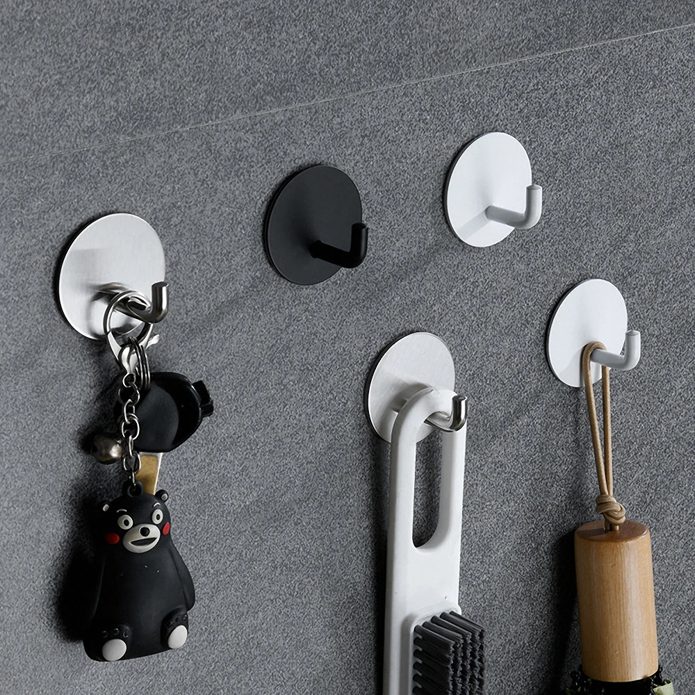 

Self-adhesive Storage Hanger Stainless Steel Wall Hook Towel Key Umbrella Sundries Organization Hook for Kitchen Bathroom