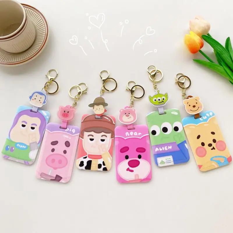 

Card Case Lanyard Protective Sliding Disney Accessories 7X11Cm Toy Story Woody Buzz Lotso Alien Anime Figure Bag Keychain Gifts
