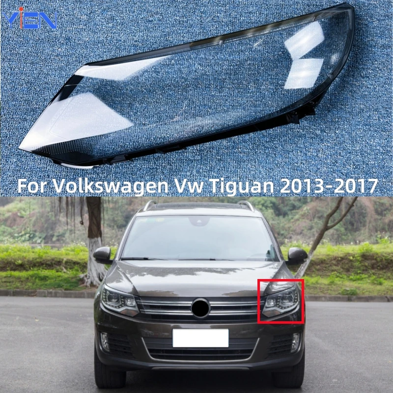 Фото Для Volkswagen Vw Tiguan 2013 2014 2015 2016 2017, аксессуары для автомобиля, прозрачный материал ПК, корпус передней фары №2