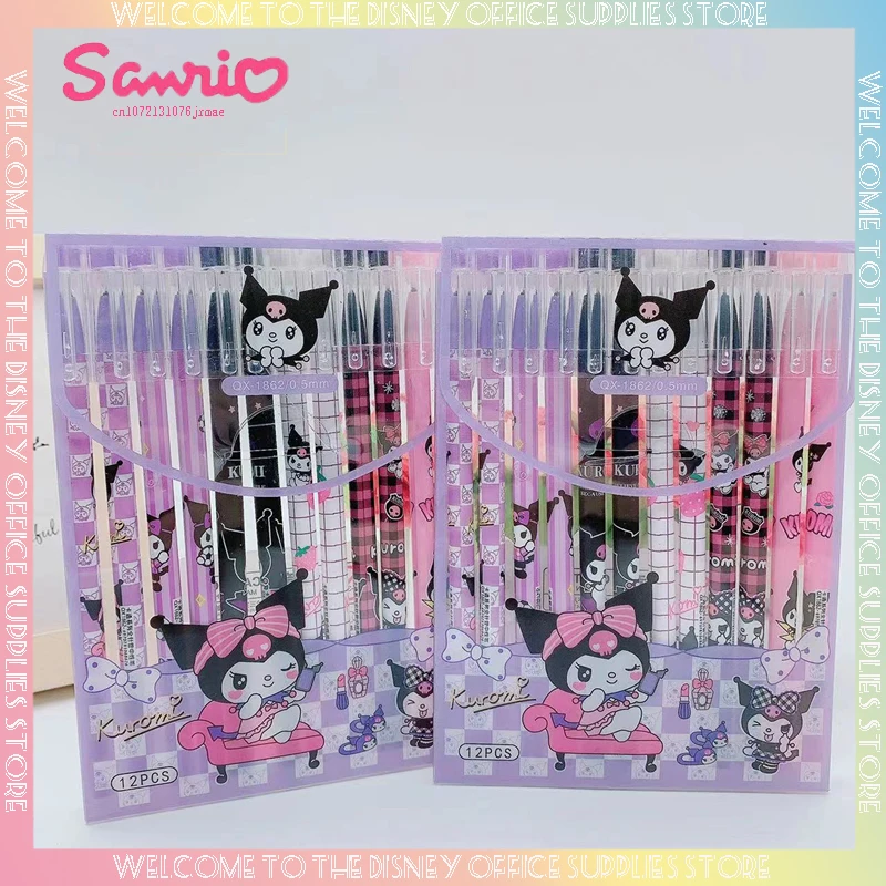 

12pcs Sanrio Cartoon Erasable Gel Pen Hello Kitty Melody Kuromi Cinnamoroll Neutral Pen Roller Ball Pen School Stationery Set