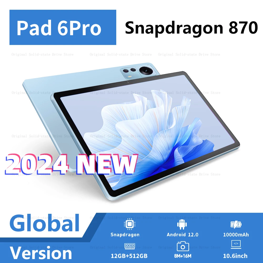 

New Tablet Snapdragon 870 CPU Original xioami Pad 6 Pro 11 Inch 8GB+256GB 60Hz Screen 2560*1600 Android 12 Dual SIM Tablets PC