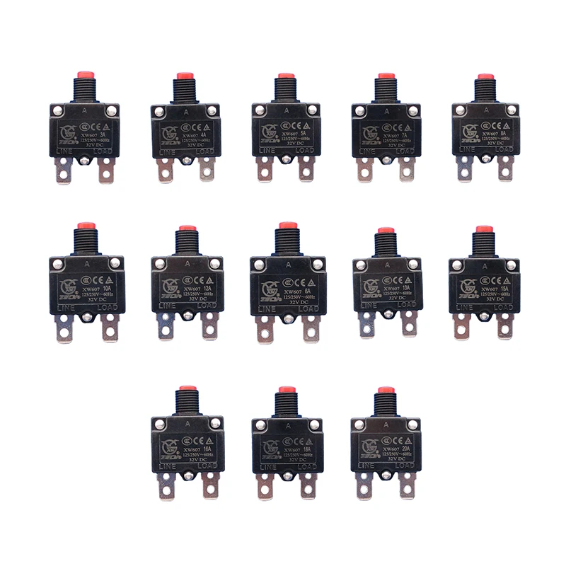 High Quality 3/4/5/6/7/8/10/12/13/15/16/18/20A Breaker Overload Switch Current Protector