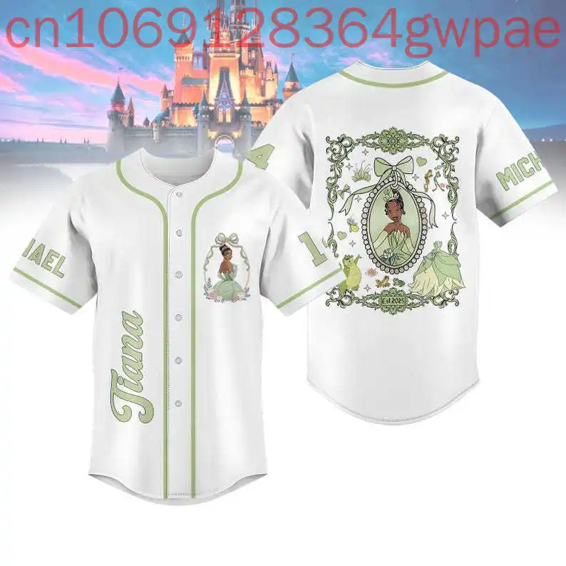 Персонализированный бейсбольный трикотаж принцессы Тианы Диснея мужские