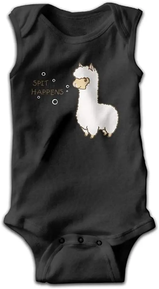 

Spit Happens Llama Alpaca Baby Sleeveless Bodysuit Jumpsuit Funny Saying Rompers