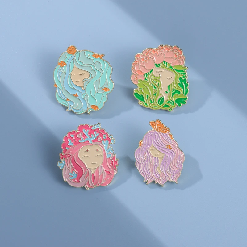 

AD2551 4pcs/set Beautiful Butterfly Girl Pins for Backpacks Cute Pins Enamel Pin Lapel Brooches Badges Fashion Accessories