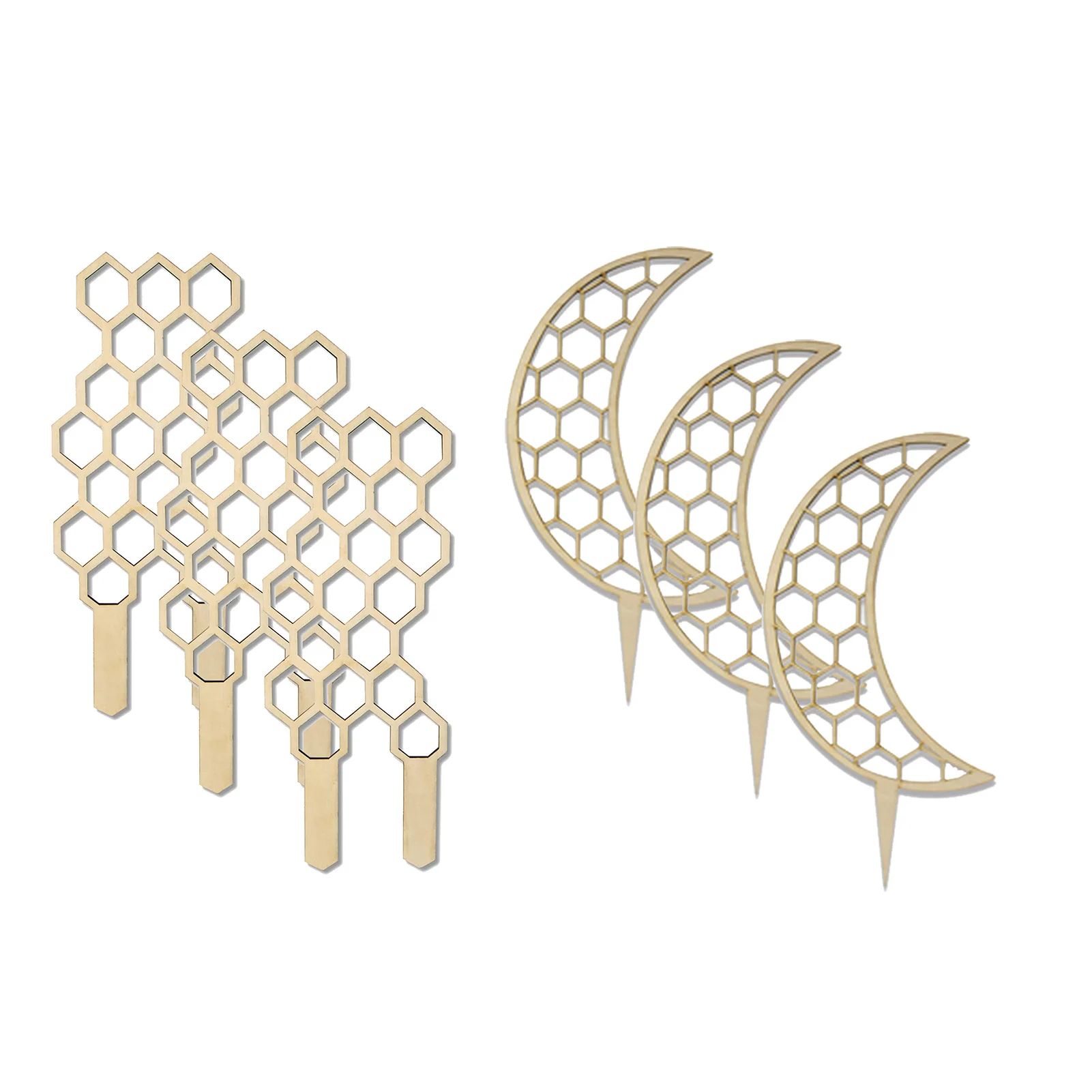 

6pcs Office For Potted Plant Garden Decor Moon Honeycomb Wooden Durable Indoor Outdoor Home Courtyard Geometric Small Trellis
