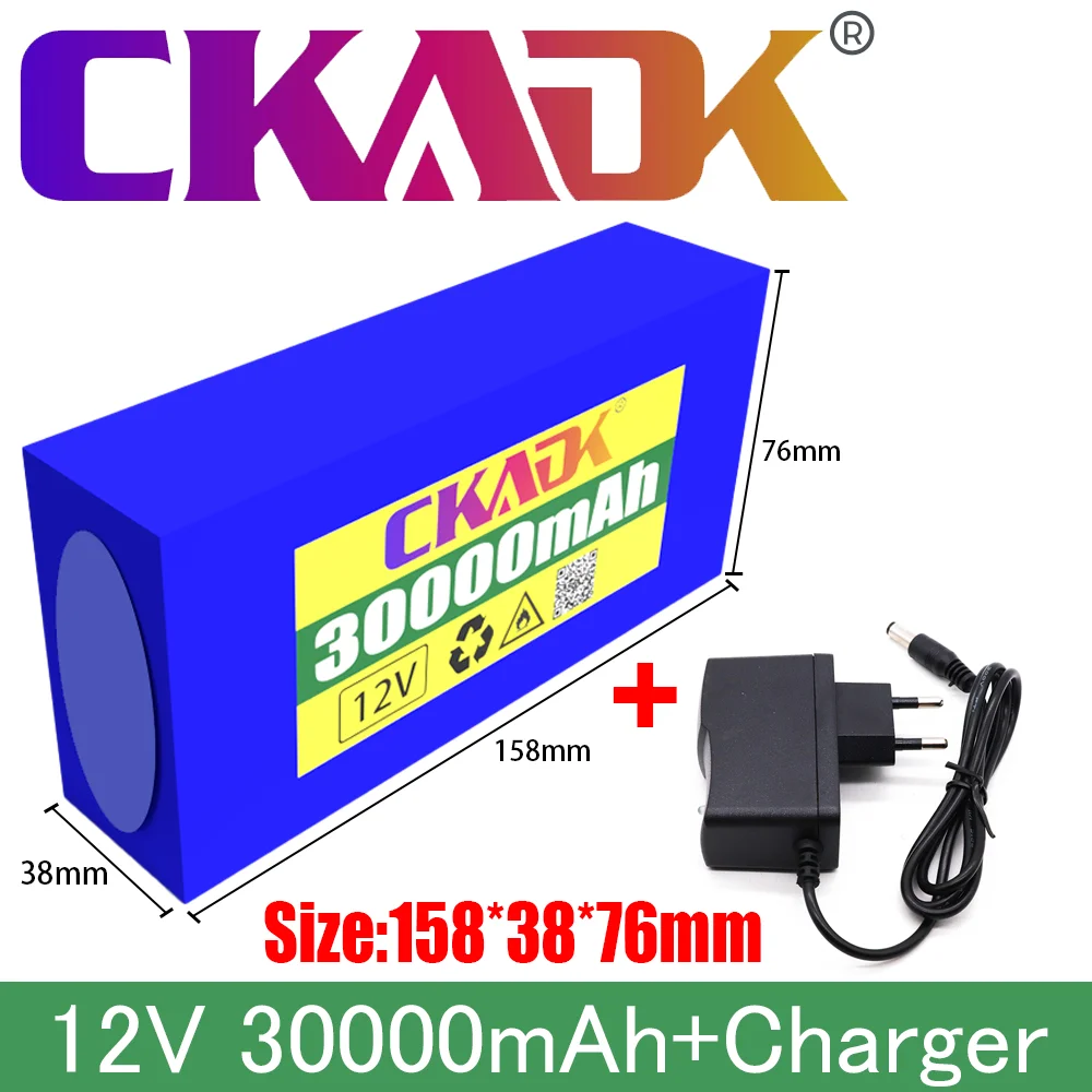 

New portable 12V lithium ion battery 100% DC 30000 V 30ah lithium ion battery with EU 12.6V socket and 12.6V 1A charger