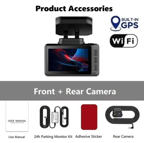 Видеорегистратор 4K GPS Wifi мини-камера для автомобиля видеорегистратор 24-часовой монитор для парковки видеорегистраторы с ночным видением автомобильный видеорегистратор