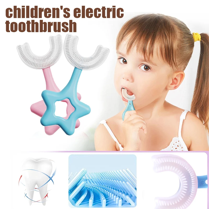 

Зубная щетка U-образная силиконовая для детей 2-12 лет, 360 °