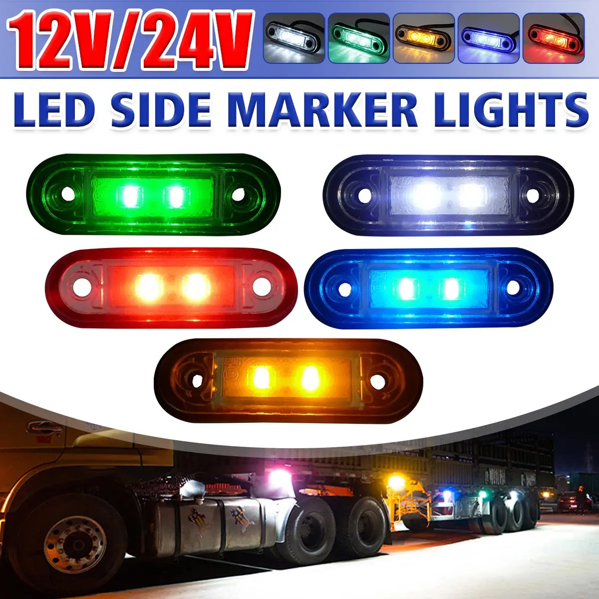 

4/8/10/20/30pcs 12V/24V LED Side Marker Car External Light Waterproof Indicator Bus Truck Lorry Indicator Trailer Rear Side Lamp
