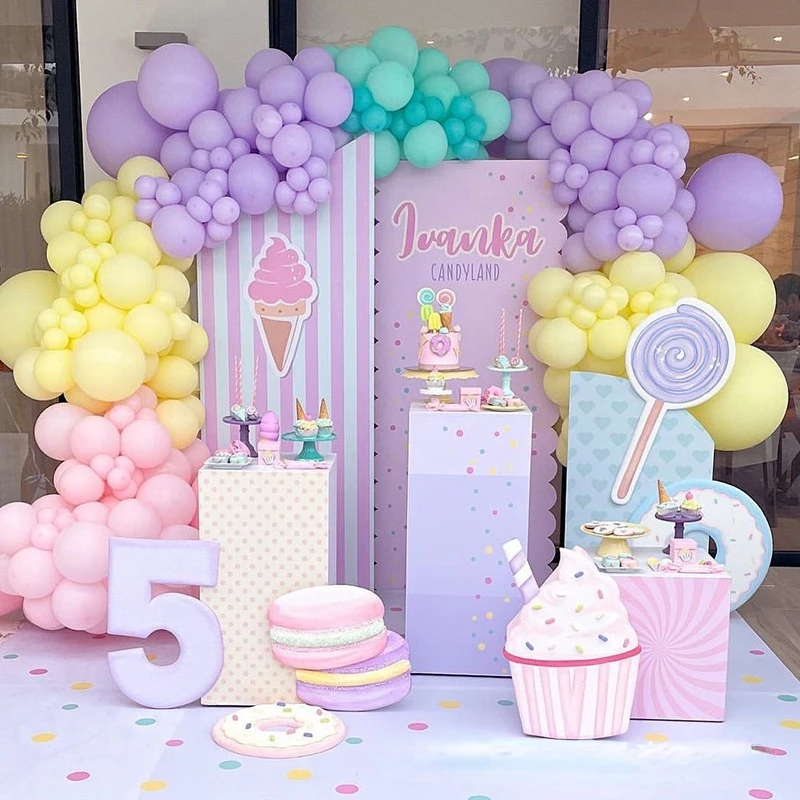 

SURSURPIRSE Macaron Purple Pink Green Yellow Balloon Garland Arch Kit Background for Wedding Anniversary Birthday Party Supplies