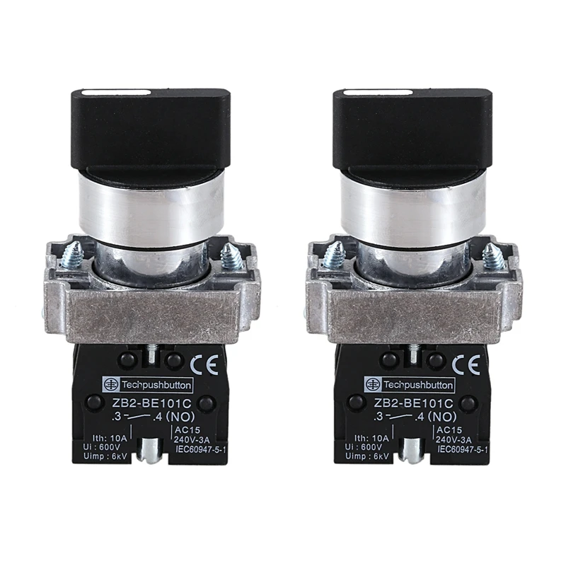 

2X 22Mm Latching 2 NO 3-Position Rotary Selector Select Switch ZB2-BE101C Black