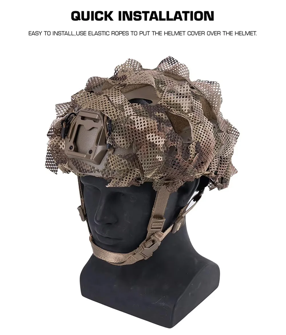 Чехол для шлема Airsoft Fast Helmet из 3D камуфляжной сетки для охоты, страйкбола, пейнтбола, тренировок на открытом воздухе, аксессуары для шлемов Super High Cut (art.: 3920dc6fe33fb) - 3920dc6fe33fb