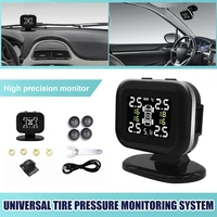 tpms car tire pressure alarm monitor system rechargeable 4 sensors display solar intelligent tyre pressure temperature warning