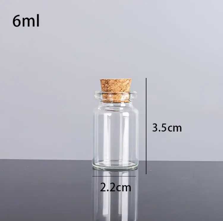 

6ML 22X35X12.5MM Small Mini Clear Glass bottles Jars with Cork Stoppers/ Message Weddings Wish Jewelry Party Favors SN1414