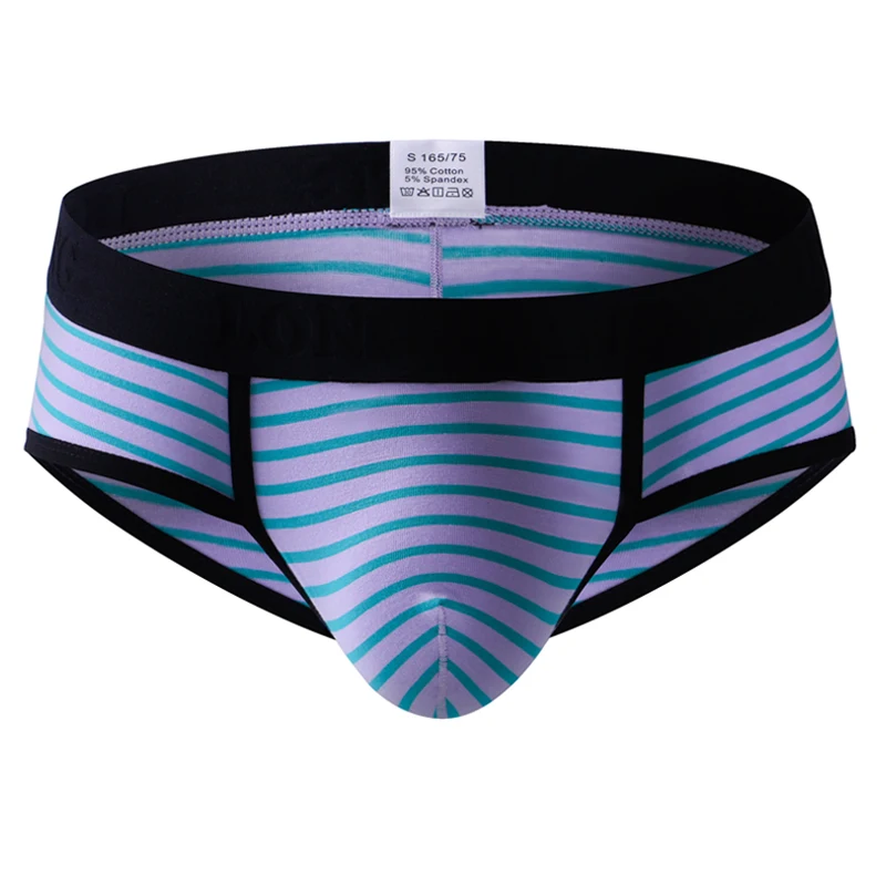 

Хлопковое сексуальное мужское нижнее белье, трусы в полоску с заниженной талией, быстросохнущие мужские трусы, бикини, нижнее белье для гее...