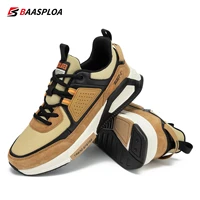 baasploa 2022 new men casual waterproof running shoes fashion leather tenis shoes non slip wear resistant male sport shoes