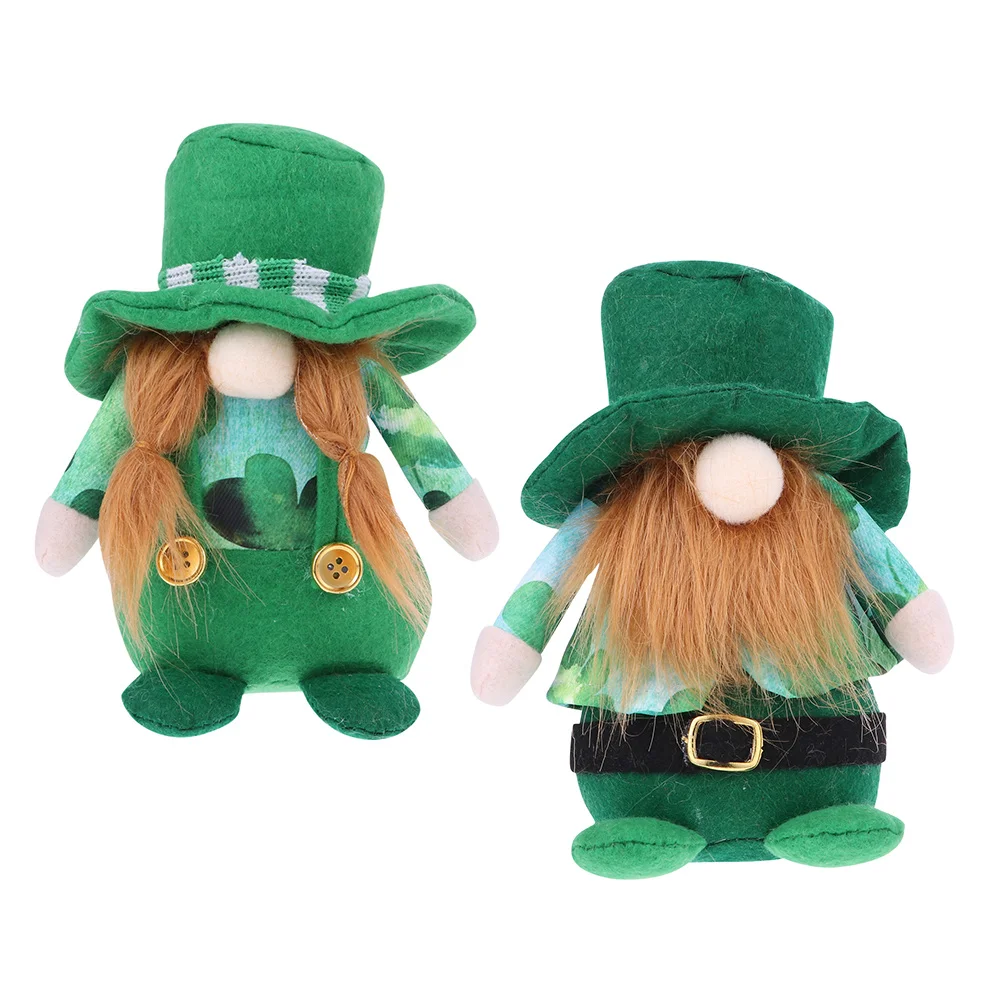 

2pcs Saint Patrick's Day Dolls Ornaments Faceless Dolls Decorations