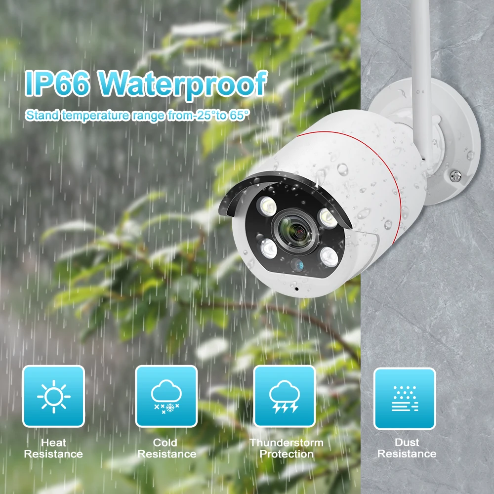 Фото MISECU HD 4CH 5MP Беспроводная камера безопасности Обнаружение лиц IP66 WIFI Камера видеонаблюдения H.265 P2P №4