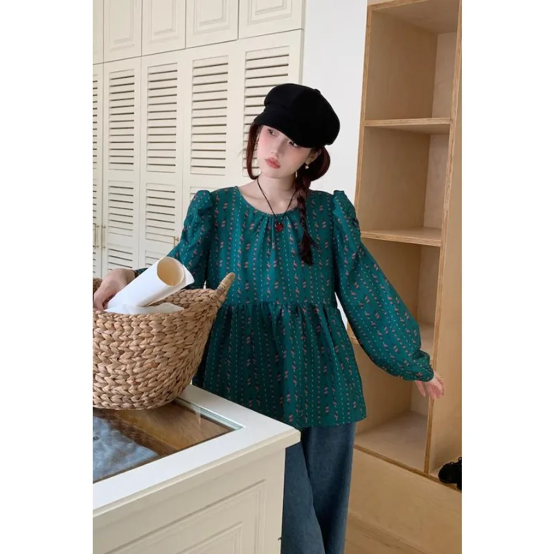 Рубашка женская свободного покроя с цветочным принтом повседневная хлопковая