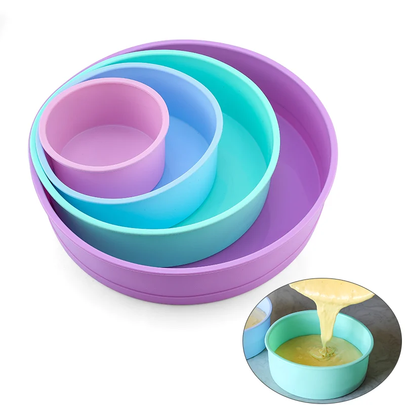 

4 6 8 10 Inch Round Cake Silicone Cheesecake Pan Baking Forms for Pastry Accessories Tools Food Grade Silicone Mould Container