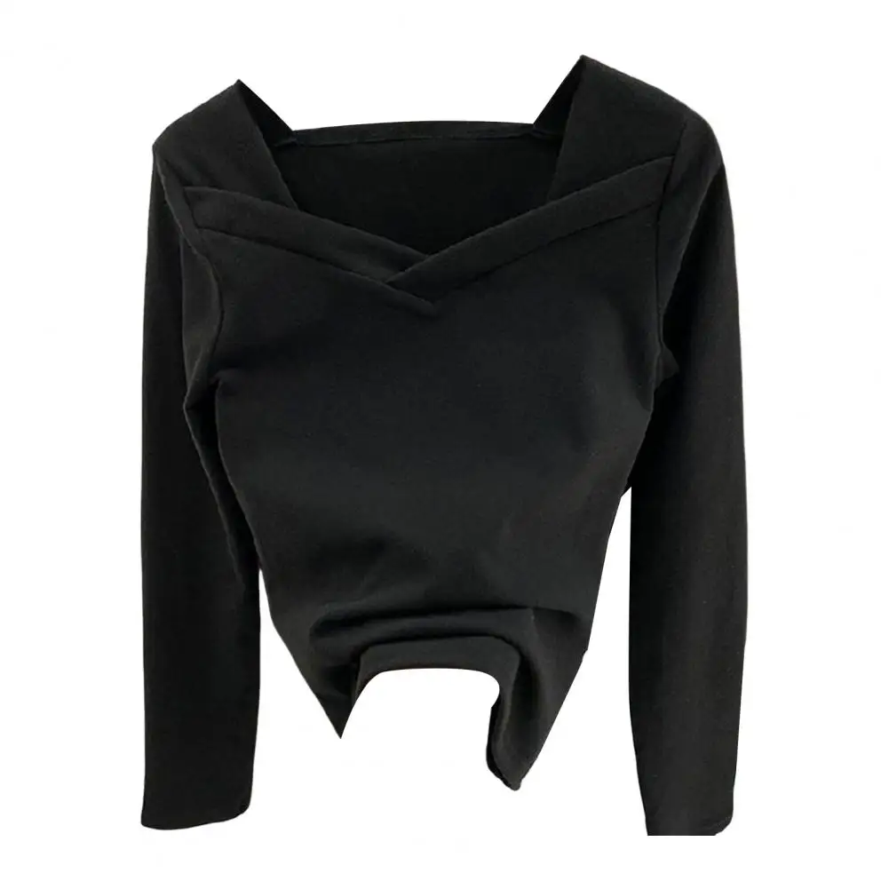 

Женский Теплый пуловер из полиэстера, с квадратным вырезом и длинными рукавами