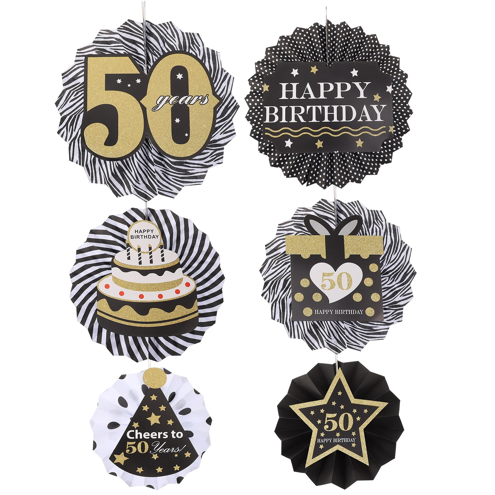 

6PCS Practical Portable Creative Durable Paper Fan Party Decor Hanging Decor for DIY Party