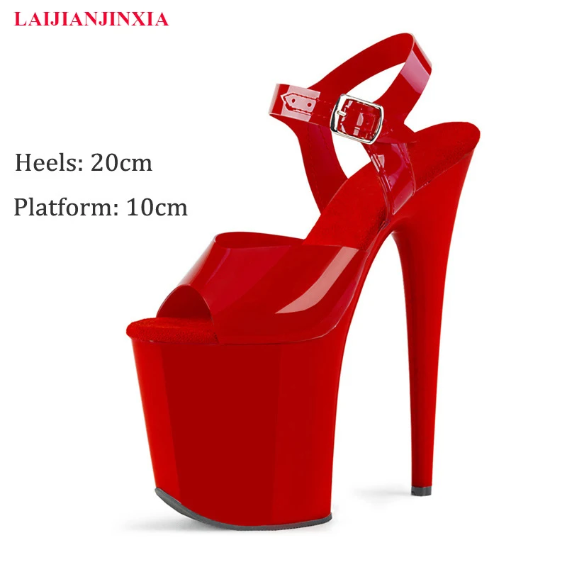 

New Peep Toe 20 CM High Heels Style Sexy Pole Dance Shoes Stripper Heels Models Party Show Stage Platform Concise Women Sandals